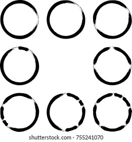 Vector Frames. circle for image. distress texture . Grunge Black borders isolated on the  background . Dirt effect . Round shapes for your design