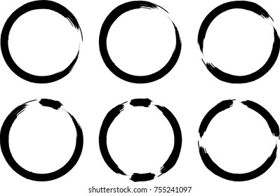 Vector Frames. circle for image. distress texture . Grunge Black borders isolated on the  background . Dirt effect . Round shapes for your design