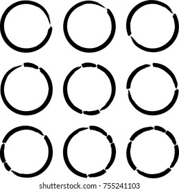 Vector Frames. circle for image. distress texture . Grunge Black borders isolated on the  background . Dirt effect . Round shapes for your design