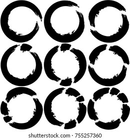 Vector Frames. circle for image. distress texture . Grunge Black borders isolated on the  background . Dirt effect . Round shapes for your design