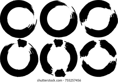 Vector Frames. circle for image. distress texture . Grunge Black borders isolated on the  background . Dirt effect . Round shapes for your design