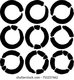 Vector Frames. circle for image. distress texture . Grunge Black borders isolated on the  background . Dirt effect . Round shapes for your design