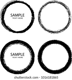 Vector Frames. circle label for image. distress stamp texture . Grunge Black borders isolated on the  background . Dirt effect . Round shapes for your design
