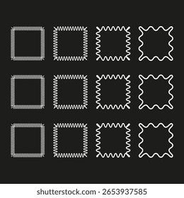 Vector frames collection. Textured border shapes. Rough decorative elements. Grunge square contours