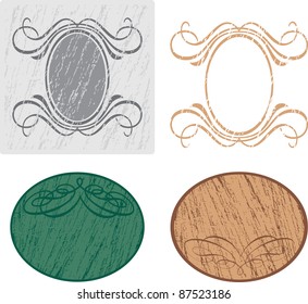 vector frames with grunge wooden texture