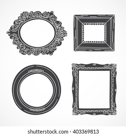 Vector frames. Hand drawn picture frames. Vintage frames. Hand sketched design elements