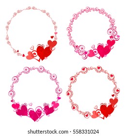 Vector frames with hearts for greeting cards, invitations, posters