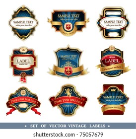 Vector frames and ornamental labels set. In blue color.  Easy to scale and edit. All pieces are separated.