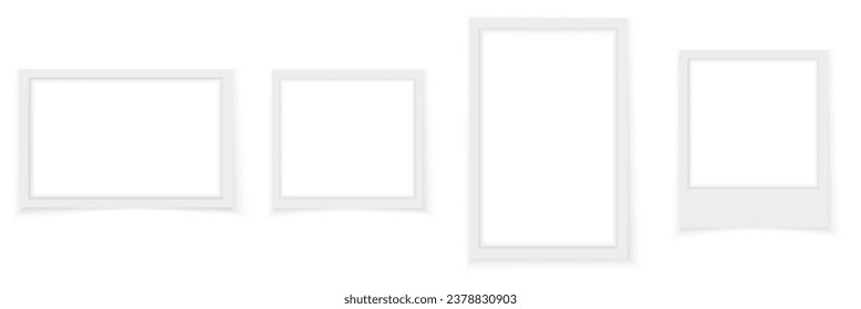 Vector Frames: Realistic Photo Templates with Shadows. Vintage Card Set for Stock Use. Vector Illustratios on transparent background.