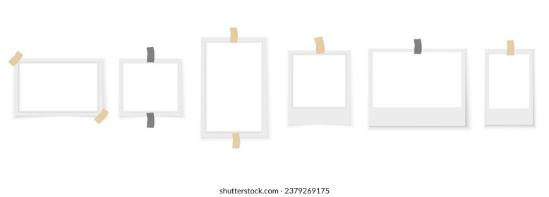 Vector Frames: Realistic Photo Templates with Shadows. Vintage Card Set for Stock Use. Vector Illustratios on transparent background.