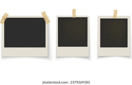 Vector Frames: Realistic Photo Templates with Shadows. Vintage Card Set for Stock Use. Vector Illustratios on transparent background.