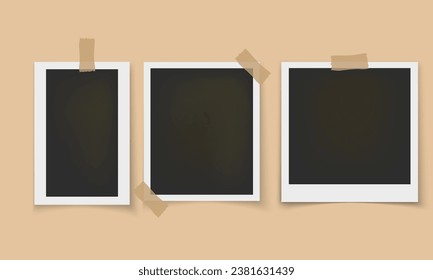 Vector Frames: Realistic Photo Templates with Shadows. Vintage Card Set for Stock Use. Vector Illustratios.