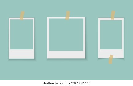 Vector Frames: Realistic Photo Templates with Shadows. Vintage Card Set for Stock Use. Vector Illustratios.