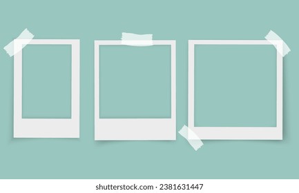 Vector Frames: Realistic Photo Templates with Shadows. Vintage Card Set for Stock Use. Vector Illustratios.