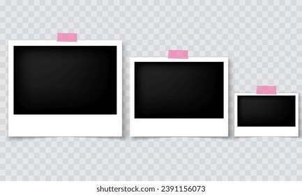 Vector Frames: Realistic Photo Templates with Shadows. Vintage Card Set for Stock Use. Vector Illustratios.