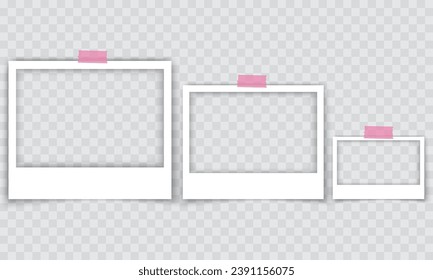 Vector Frames: Realistic Photo Templates with Shadows. Vintage Card Set for Stock Use. Vector Illustratios.