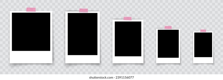 Vector Frames: Realistic Photo Templates with Shadows. Vintage Card Set for Stock Use. Vector Illustratios.