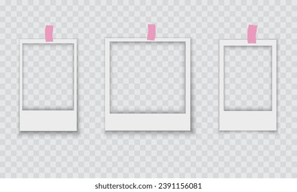 Vector Frames: Realistic Photo Templates with Shadows. Vintage Card Set for Stock Use. Vector Illustratios.