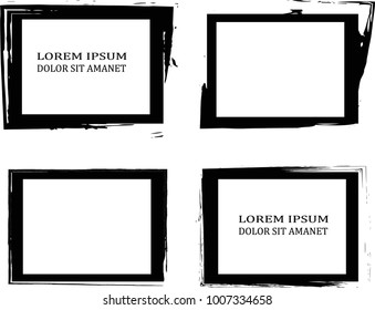 Vector Frames. rectangles for image. distress texture . Grunge Black borders isolated on the background . Dirt effect . geometric shapes for your design