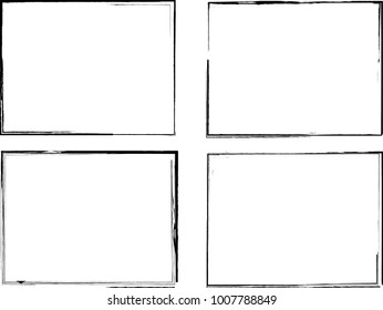 Vector Frames. rectangles for image. distress texture . Grunge Black borders isolated on the background . Dirt effect . geometric shapes for your design