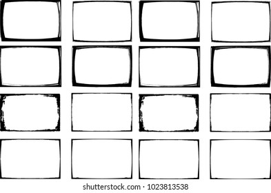 Vector Frames. rectangles for image. distress texture . Grunge Black borders isolated on the background . Dirt effect . geometric shapes for your design