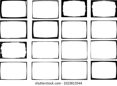 Vector Frames. rectangles for image. distress texture . Grunge Black borders isolated on the background . Dirt effect . geometric shapes for your design