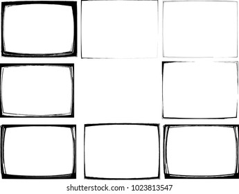 Vector Frames. rectangles for image. distress texture . Grunge Black borders isolated on the background . Dirt effect . geometric shapes for your design