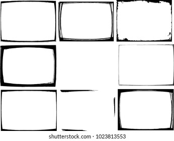 Vector Frames. rectangles for image. distress texture . Grunge Black borders isolated on the background . Dirt effect . geometric shapes for your design