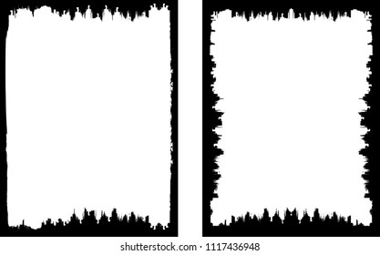 Vector Frames. rectangles for image. distress texture . Grunge Black borders isolated on the background . Dirt effect . geometric shapes for your design