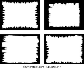 Vector Frames. rectangles for image. distress texture . Grunge Black borders isolated on the background . Dirt effect . geometric shapes for your design