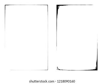 Vector Frames. rectangles for image. distress texture . Grunge Black borders isolated on the background . Dirt effect . geometric shapes for your design