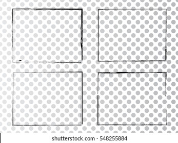 Vector Frames. rectangles for image. distress texture . Grunge Black and White borders isolated on the transparent background . Dirt effect . 