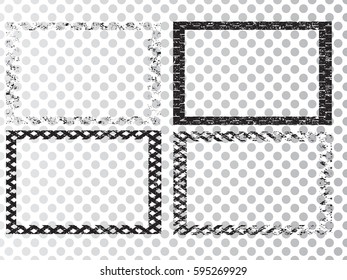 Vector Frames. rectangles for image. distress texture . Grunge Black and White borders isolated on the transparent background . Dirt effect . Design elements.