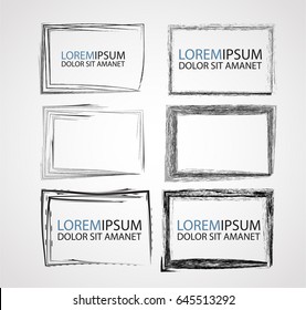 Vector Frames. rectangles for image. distress texture . Grunge Black and White borders isolated on the transparent background . Dirt effect . 