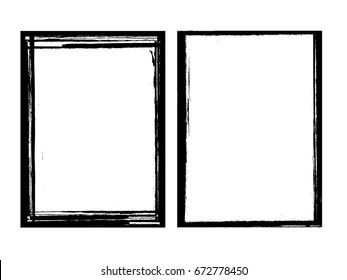 Vector Frames. rectangles for image. distress texture . Grunge Black borders isolated on the background . Dirt effect . geometric shapes for your design