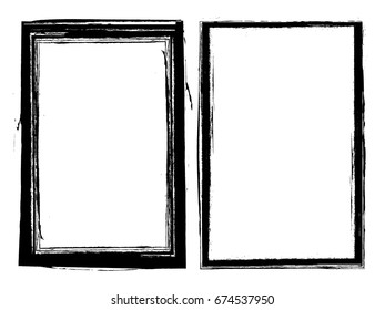 Vector Frames. rectangles for image. distress texture . Grunge Black borders isolated on the background . Dirt effect . geometric shapes for your design