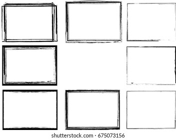 Vector Frames. rectangles for image. distress texture . Grunge Black borders isolated on the background . Dirt effect . geometric shapes for your design