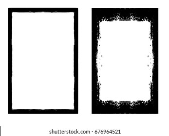 Vector Frames. rectangles for image. distress texture . Grunge Black borders isolated on the background . Dirt effect . geometric shapes for your design