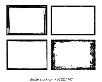 Vector Frames. rectangles for image. distress texture . Grunge Black borders isolated on the background . Dirt effect . geometric shapes for your design