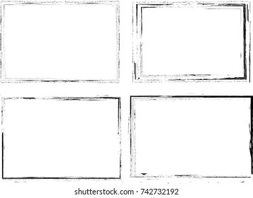 Vector Frames. rectangles for image. distress texture . Grunge Black borders isolated on the background . Dirt effect . geometric shapes for your design