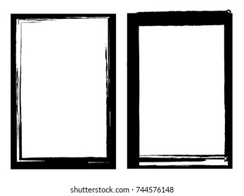 Vector Frames. rectangles for image. distress texture . Grunge Black borders isolated on the background . Dirt effect . geometric shapes for your design