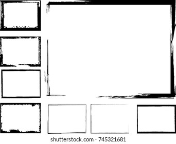 Vector Frames. rectangles for image. distress texture . Grunge Black borders isolated on the background . Dirt effect . geometric shapes for your design