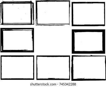 Vector Frames. rectangles for image. distress texture . Grunge Black borders isolated on the background . Dirt effect . geometric shapes for your design