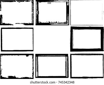 Vector Frames. rectangles for image. distress texture . Grunge Black borders isolated on the background . Dirt effect . geometric shapes for your design