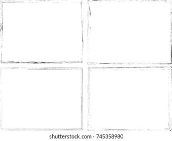 Vector Frames. rectangles for image. distress texture . Grunge Black borders isolated on the background . Dirt effect . geometric shapes for your design