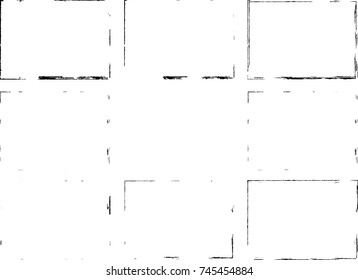 Vector Frames. rectangles for image. distress texture . Grunge Black borders isolated on the background . Dirt effect . geometric shapes for your design