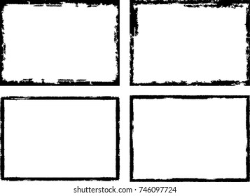 Vector Frames. rectangles for image. distress texture . Grunge Black borders isolated on the background . Dirt effect . geometric shapes for your design