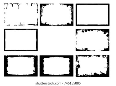 Vector Frames. rectangles for image. distress texture . Grunge Black borders isolated on the background . Dirt effect . geometric shapes for your design