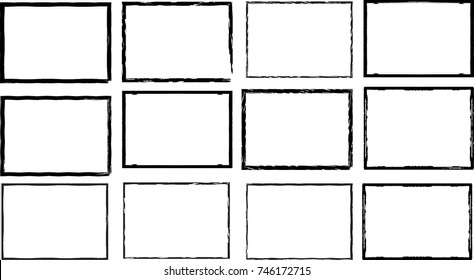 Vector Frames. rectangles for image. distress texture . Grunge Black borders isolated on the background . Dirt effect . geometric shapes for your design