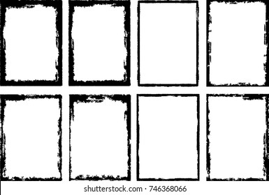 Vector Frames. rectangles for image. distress texture . Grunge Black borders isolated on the background . Dirt effect . geometric shapes for your design